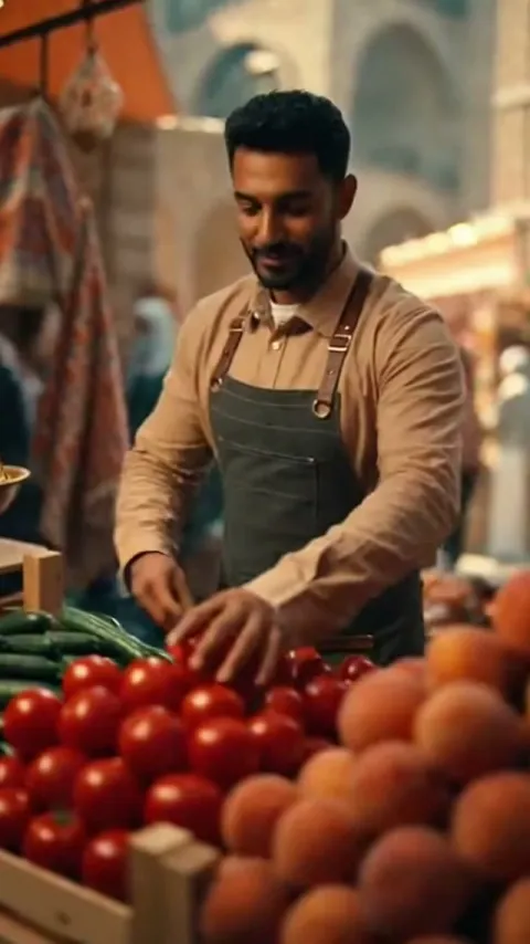 Market run scenario card with Sami, a market seller